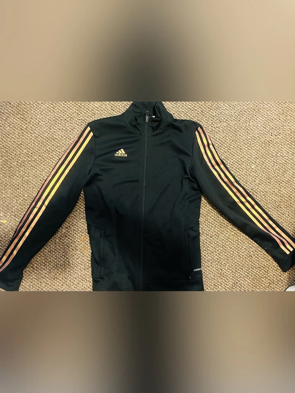 Adidas Women's Black Zip-Up  with Rose Gold Logo